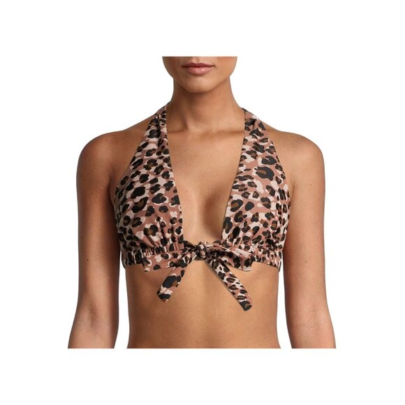 Social Angel Womens XL Brown Spotted Leopard Bikini Top - Picture 9 of 9
